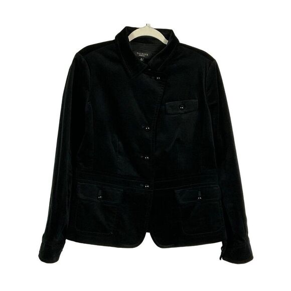 Talbots Women's Black Velvet Peplum Blazer Jacket Size 12, Lined, Pockets - Picture 5 of 11